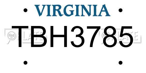 TBH3785 Virginia License Plate