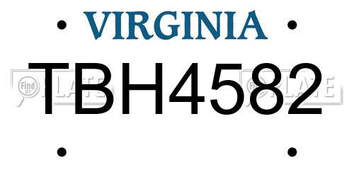 TBH4582 Virginia License Plate