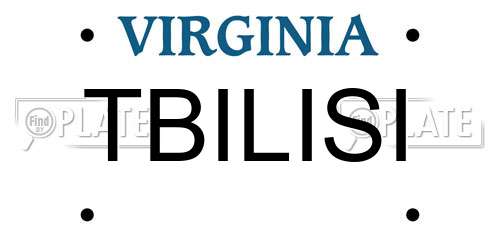 TBILISI Virginia License Plate