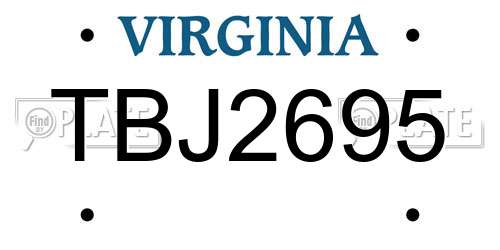 TBJ2695 Virginia License Plate