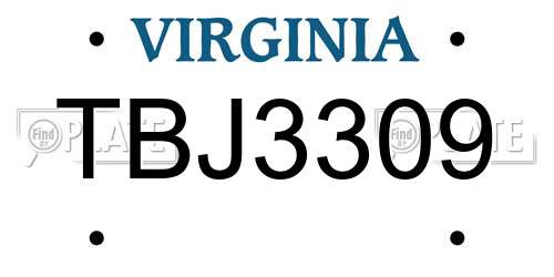 TBJ3309 Virginia License Plate