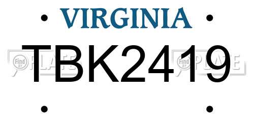TBK2419 Virginia License Plate