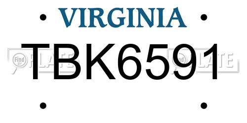 TBK6591 Virginia License Plate
