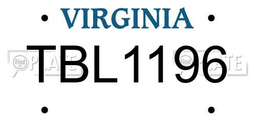 TBL1196 Virginia License Plate