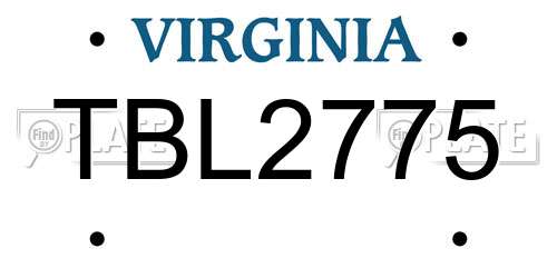 TBL2775 Virginia License Plate