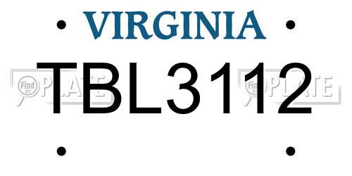 TBL3112 Virginia License Plate