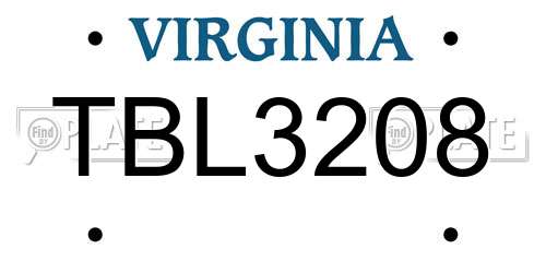 TBL3208 Virginia License Plate