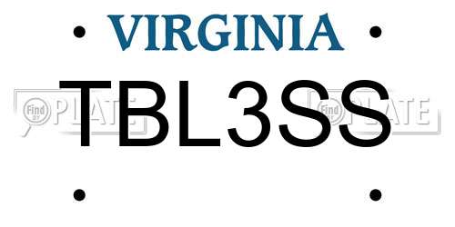 TBL3SS Virginia License Plate