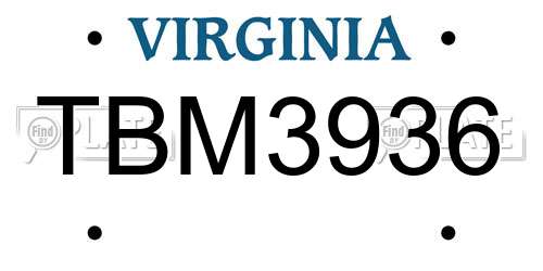 TBM3936 Virginia License Plate