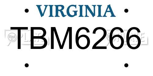 TBM6266 Virginia License Plate