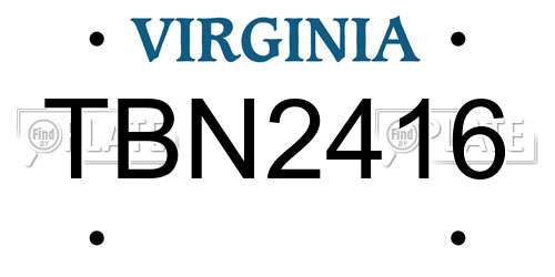 TBN2416 Virginia License Plate