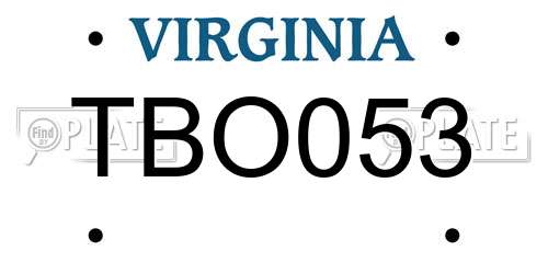 TBO053 Virginia License Plate
