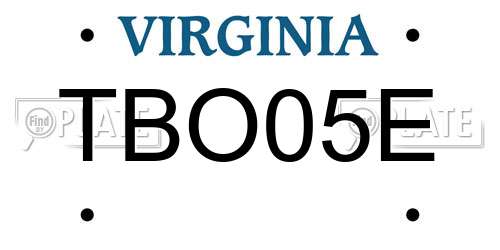 TBO05E Virginia License Plate