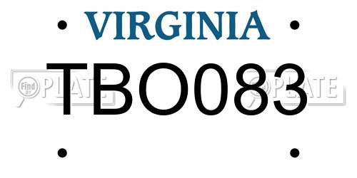 TBO083 Virginia License Plate
