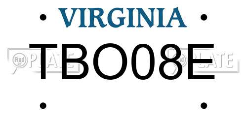 TBO08E Virginia License Plate