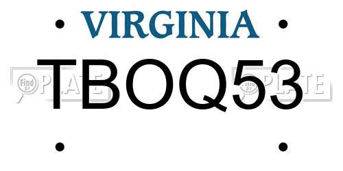 TBOQ53 Virginia License Plate