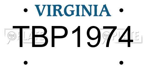 TBP1974 Virginia License Plate