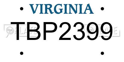 TBP2399 Virginia License Plate