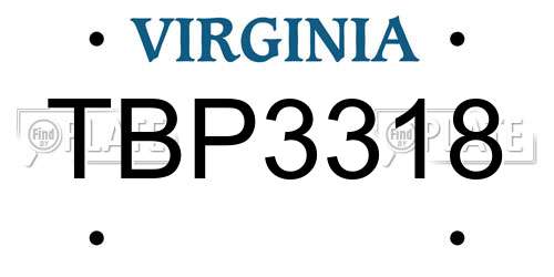 TBP3318 Virginia License Plate