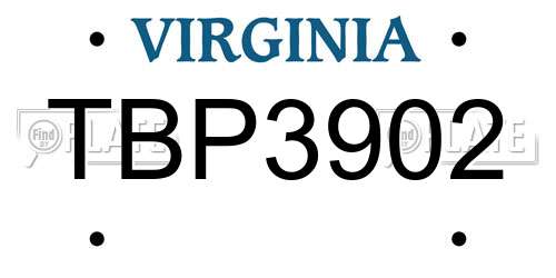 TBP3902 Virginia License Plate