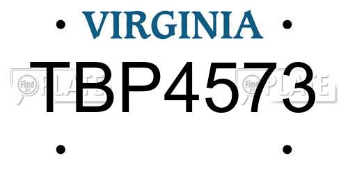 TBP4573 Virginia License Plate
