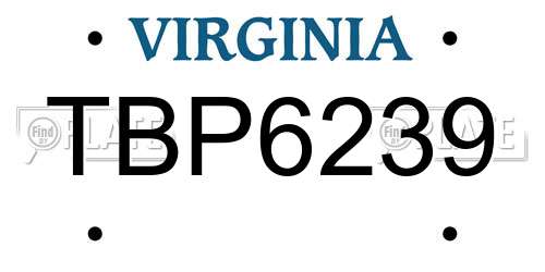 TBP6239 Virginia License Plate