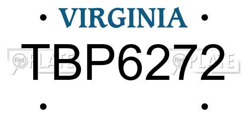 TBP6272 Virginia License Plate