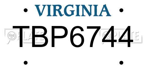 TBP6744 Virginia License Plate