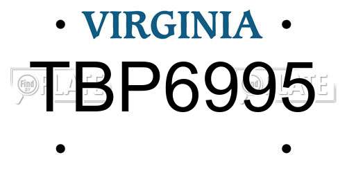 TBP6995 Virginia License Plate
