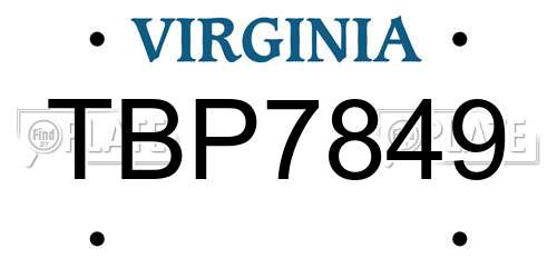 TBP7849 Virginia License Plate