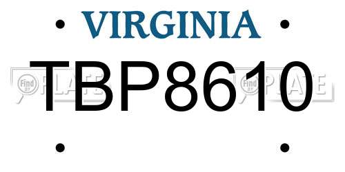 TBP8610 Virginia License Plate