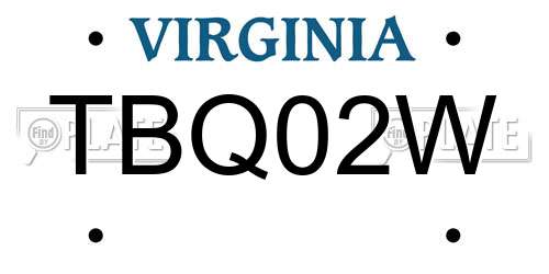 TBQ02W Virginia License Plate