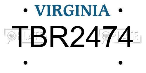 TBR2474 Virginia License Plate