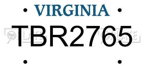 TBR2765 Virginia License Plate