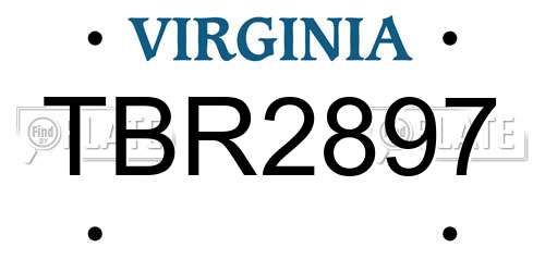 TBR2897 Virginia License Plate