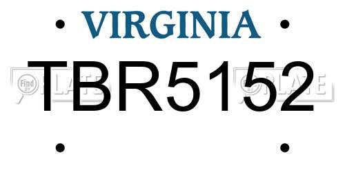 TBR5152 Virginia License Plate