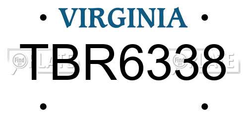 TBR6338 Virginia License Plate
