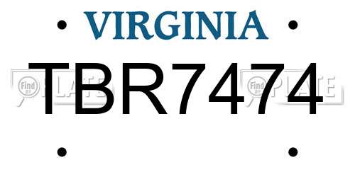 TBR7474 Virginia License Plate
