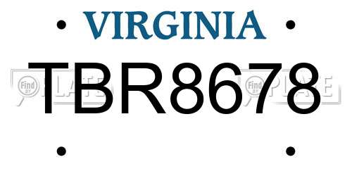 TBR8678 Virginia License Plate