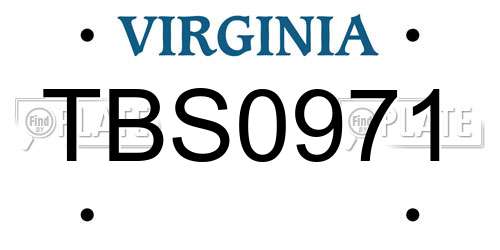 TBS0971 Virginia License Plate