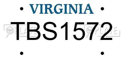 TBS1572 Virginia License Plate