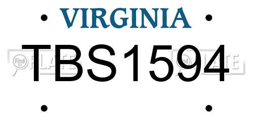 TBS1594 Virginia License Plate