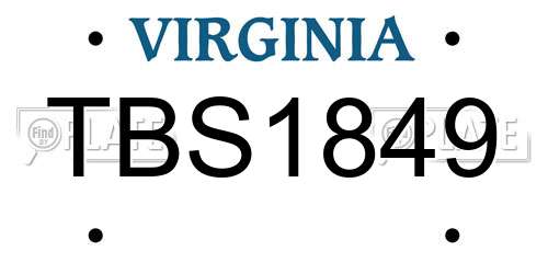TBS1849 Virginia License Plate