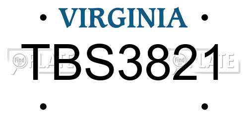 TBS3821 Virginia License Plate
