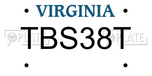 TBS38T Virginia License Plate