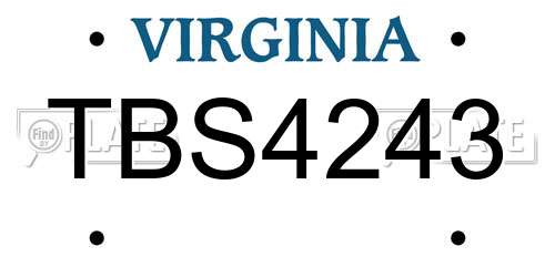 TBS4243 Virginia License Plate