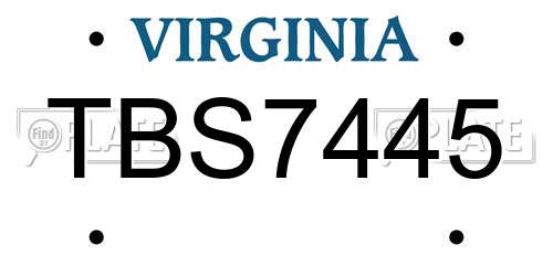 TBS7445 Virginia License Plate