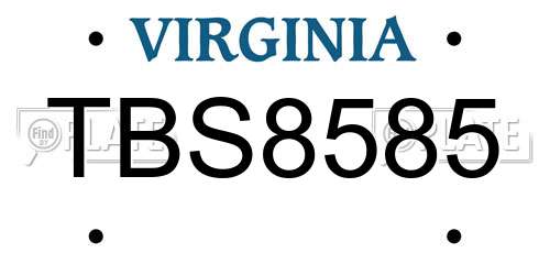 TBS8585 Virginia License Plate