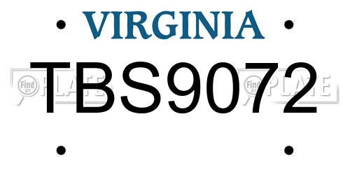 TBS9072 Virginia License Plate