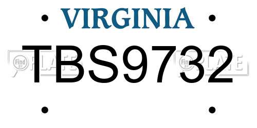 TBS9732 Virginia License Plate